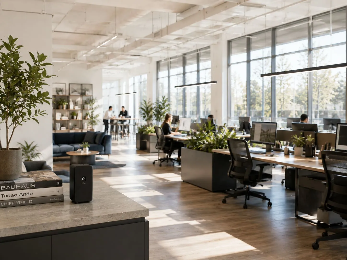 Diffuseur Guilbert Parfums dans un open-space de bureaux